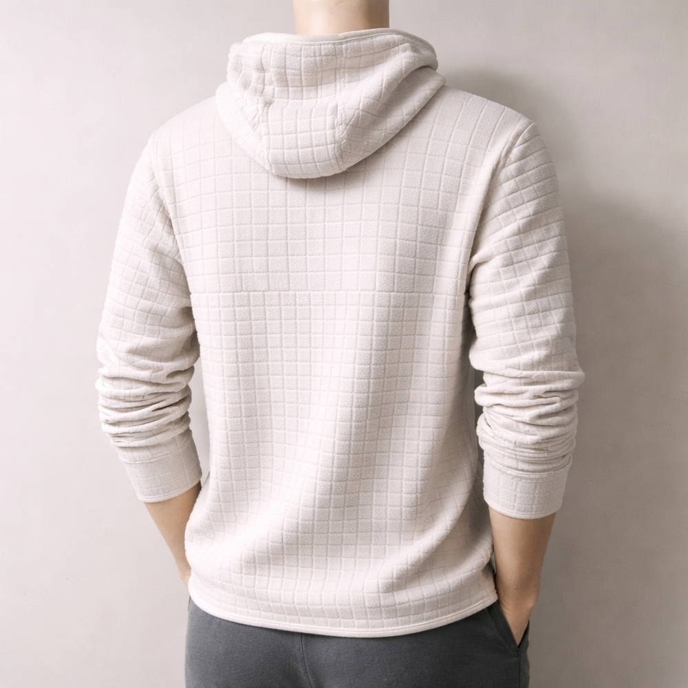 Lululemon Lab Cream Textured Grid Fleece Hoodie Pullover M - Picture 2 of 11